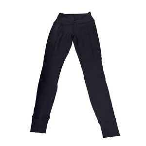 Alo Yoga Moto Leggings Black High Waisted Ribbed Activewear Womens Size XS